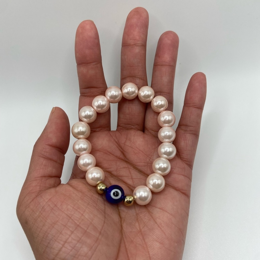 Gender-Neutral Evil Eye Glass Bead Stretch Bracelet